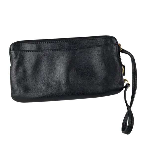 Vintage Coach Leather Signature Black Clutch Wristlet Bag 8" x 4.5" - Picture 2 of 6